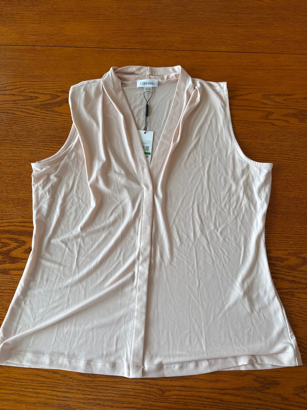 NWT Sleeveless Pleated Shell Top Blush Pink Sz Large Minimalist Career Capsule